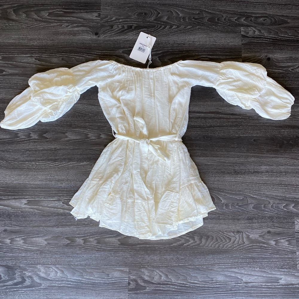 Petal and Pup (Indikah) Off the Shoulder White Flowy Dress